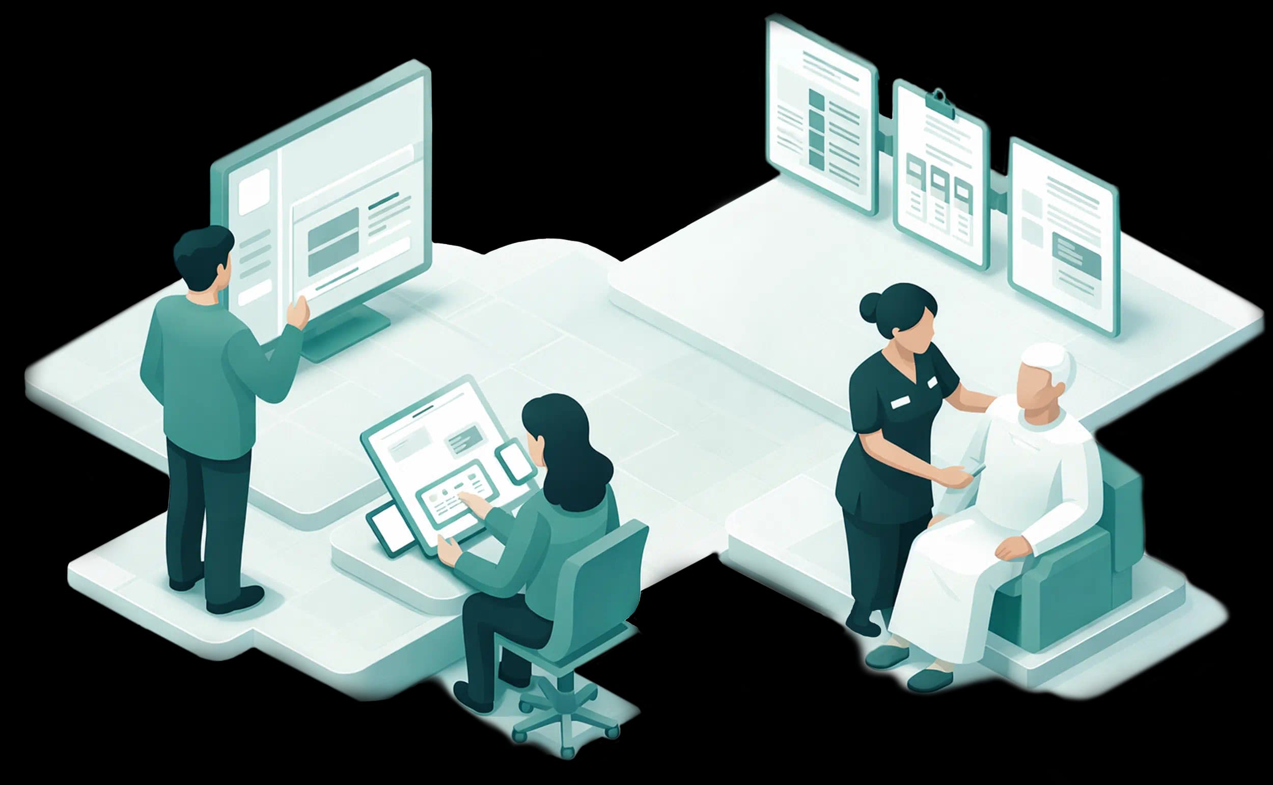 Clinical documentation workflow connecting compliant records and bedside care