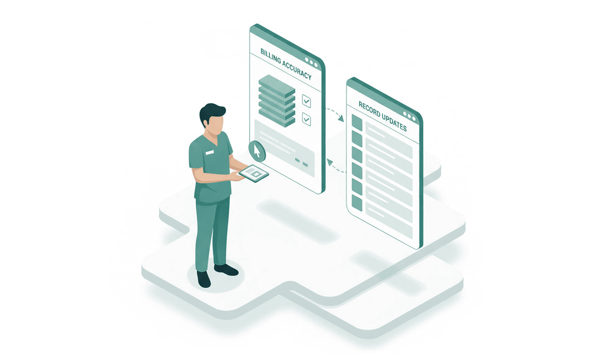 Hospice billing dashboard displayed on a tablet