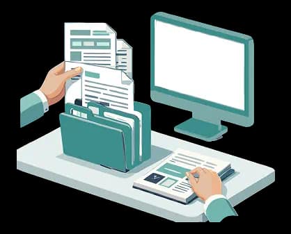 Standardized documentation process showing template-guided chart completion