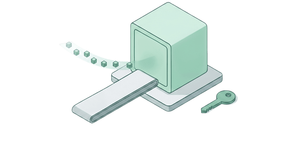 Illustration of encrypted records protected by tenant isolation and backup controls