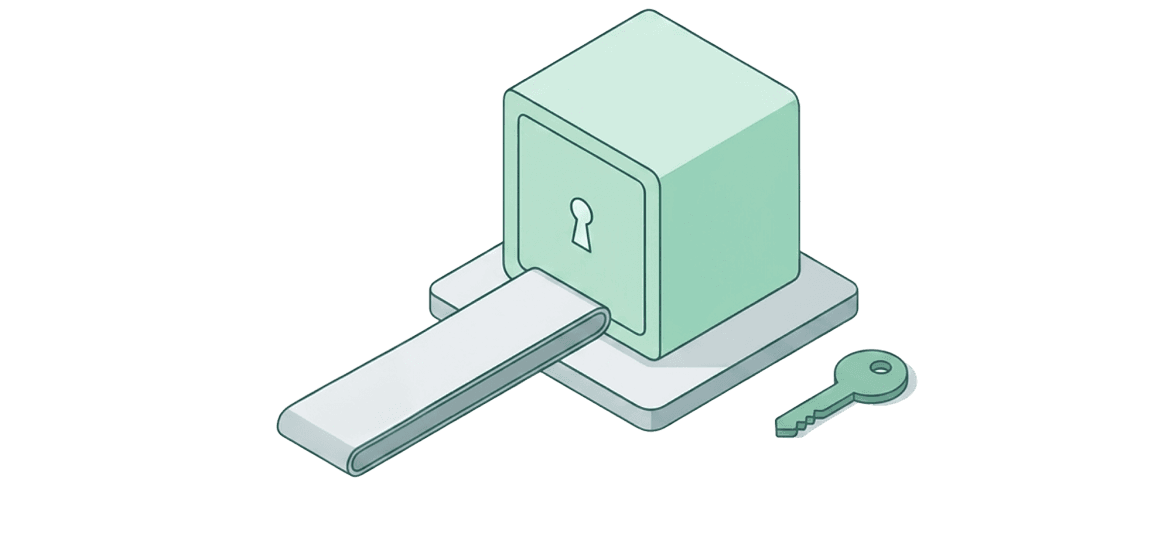 Illustration of a secured record vault with key-based protection controls